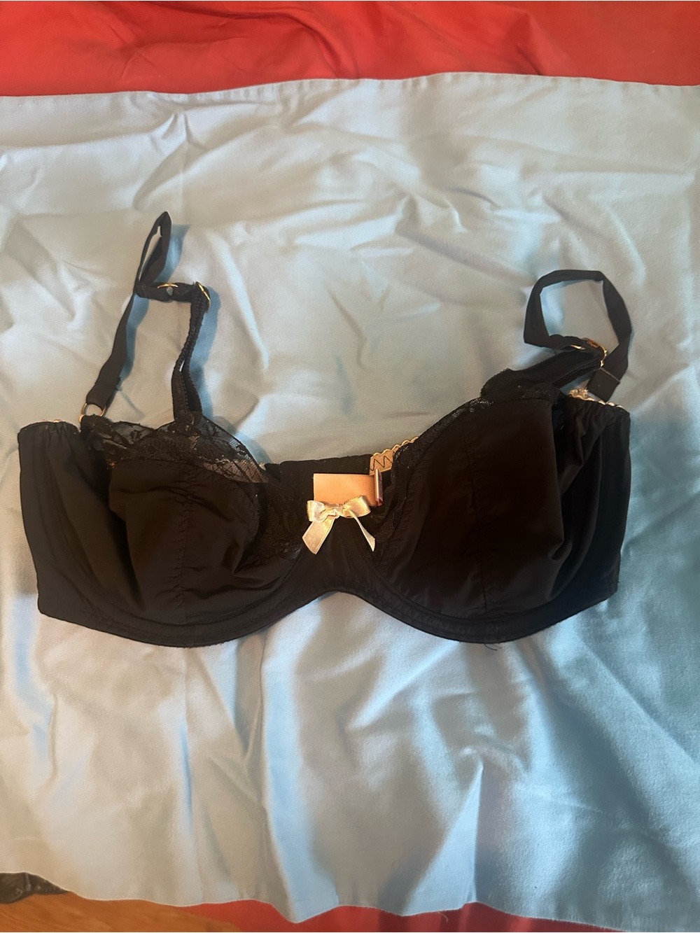 Agent Provocateur - Black Lace-Trim Underwire Bra with Cream Detail 34DD - Fair